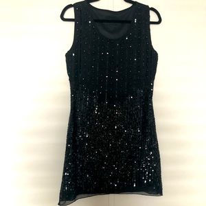 Black Mid-Thigh Sequined Dress Small